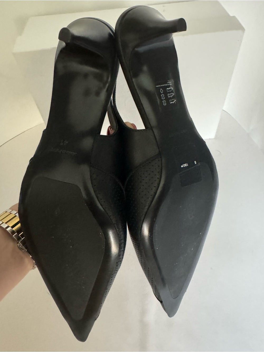 NIB COS Black Perforated Pointed Slingback Shoes Kitten Heel size 10.5-11 - Picture 7 of 8